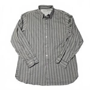 Daniel Cremieux Signature Mens Large Cotton Striped Shirt Long Sleeve Gray Black